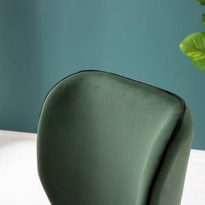 Chaises capitonnées Adeele (lot de 2) Velours / Acier - Noir - Vert foncé