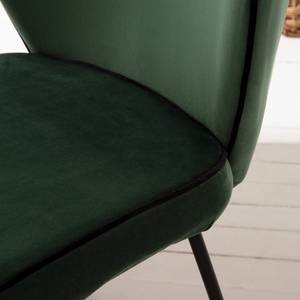 Chaises capitonnées Adeele (lot de 2) Velours / Acier - Noir - Vert foncé