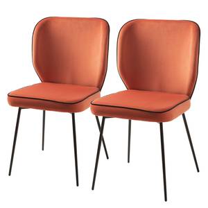 Gestoffeerde stoelen Adeele (set van 2) fluweel/staal - zwart - Terracotta