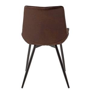 Chaises capitonnées Midge (lot de 2) Microfibre / Acier - Marron / Noir - Marron - Lot de 2