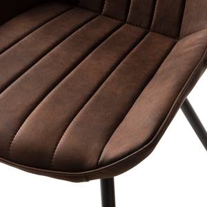 Chaises capitonnées Midge (lot de 2) Microfibre / Acier - Marron / Noir - Marron - Lot de 2