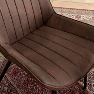 Gestoffeerde stoel Midge(set van 2) microvezel/staal - bruin/zwart - Bruin - Set van 2