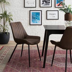 Chaises capitonnées Midge (lot de 2) Microfibre / Acier - Marron / Noir - Marron - Lot de 2