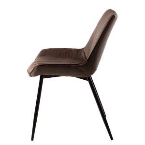 Gestoffeerde stoel Midge(set van 2) microvezel/staal - bruin/zwart - Bruin - Set van 2