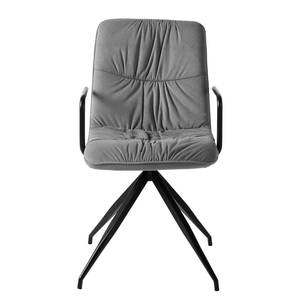 Chaises à accoudoirs Fallon (lot de 2) Velours / Acier - Noir / Gris clair