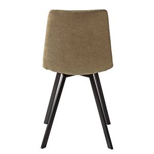 Gestoffeerde stoel Donnell microvezel/staal - lichtbruin/zwart - Lichtbruin - Set van 2