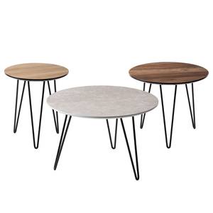 Table basse Kess Imitation marbre gris clair / Noir