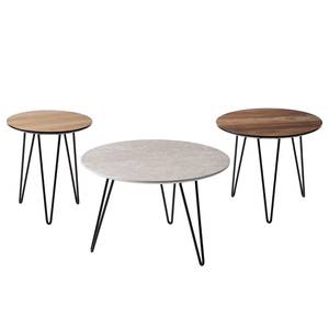 Table basse Kess Imitation marbre gris clair / Noir