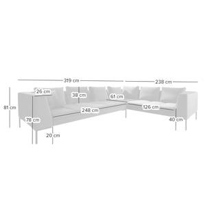 Ecksofa MADISON mit Rundecke XL Samt - Samt Shyla: Beige - Ecke davorstehend rechts