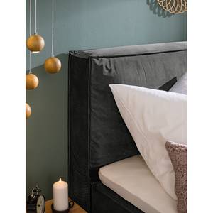 Lit boxspring Kinx Gris pierre - Velours Fraya: Gris minéral - 180 x 200cm - D2 souple - 130 cm