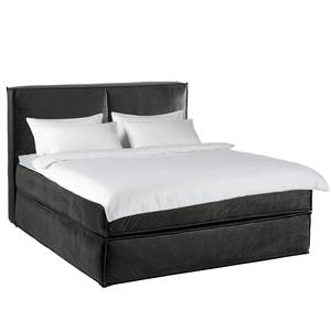 Premium Boxspringbett KINX Samt - 180x200 cm - Samt Fraya: Steingrau - 180 x 200cm - H2 - 130 cm