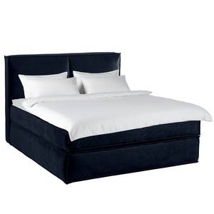 Lit boxspring Kinx Bleu marine - Velours Fraya: Bleu marine - 180 x 200cm - D2 souple - 130 cm