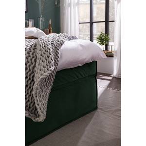 Lit boxspring Kinx Vert étang - Velours Fraya: Vert de l'étang - 180 x 200cm - D2 souple - 130 cm