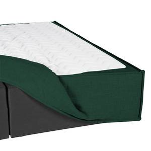 Lit boxspring Kinx Vert étang - Velours Fraya: Vert de l'étang - 180 x 200cm - D2 souple - 130 cm