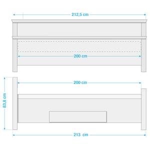 Letto in legno massello Bergen Pino massello - Pino Trattato - 200 x 200cm