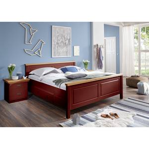 Massief houten bed Bergen massief grenenhout - Rood grenenhout/Loogkleurig grenenhout - 200 x 200cm