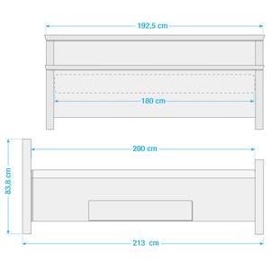 Massief houten bed Bergen massief grenenhout - Rood grenenhout/Loogkleurig grenenhout - 180 x 200cm