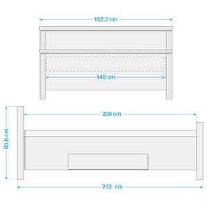 Lit en bois massif Bergen Pin massif - Pin blanc - 140 x 200cm