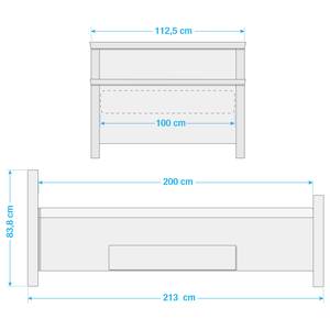 Massief houten bed Bergen massief grenenhout - Pijnboomhout wit - 100 x 200cm