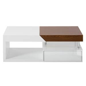 Table basse Smithers Imitation noyer / Blanc brillant