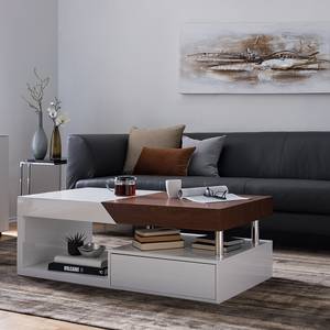 Table basse Smithers Imitation noyer / Blanc brillant