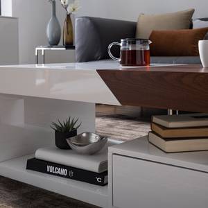 Table basse Smithers Imitation noyer / Blanc brillant