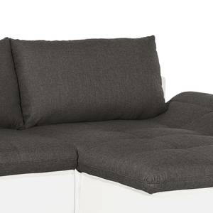 Canapé d'angle Delmont Imitation cuir / Tissu - Convertible - Méridienne courte à droite (vue de face)