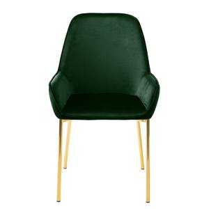 Chaises capitonnées Evy (lot de 2) Velours / Métal - Doré - Velours Sua: Vert foncé