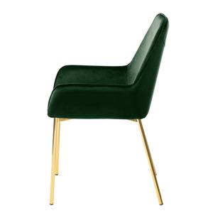 Chaises capitonnées Evy (lot de 2) Velours / Métal - Doré - Velours Sua: Vert foncé