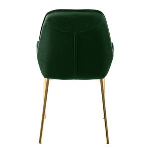 Gestoffeerde stoelen Evy (set van 2) fluweel/metaal - goudkleurig - Velours Sua: Donkergroen