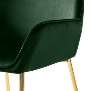 Gestoffeerde stoelen Evy (set van 2) fluweel/metaal - goudkleurig - Velours Sua: Donkergroen