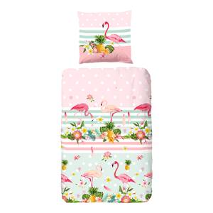 Bettwäsche Flamingo Baumwollstoff - Rosa / Grün