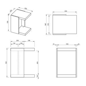 Bijzettafel Ladoga Grijs - Plaatmateriaal - 38 x 55 x 45 cm