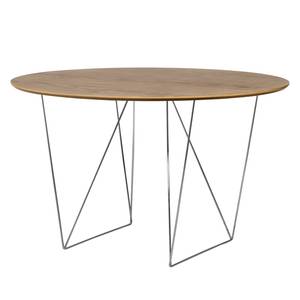 Table Mecosta Métal - Noyer / Chrome - Diamètre : 120 cm