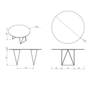 Table Mecosta Métal - Chêne / Noir - Diamètre : 150 cm