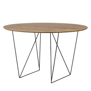 Eettafel Mecosta metaal - Notenboomhout/zwart - Diameter: 120 cm