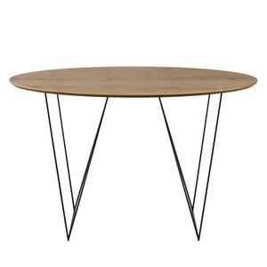 Eettafel Mecosta metaal - Notenboomhout/zwart - Diameter: 120 cm