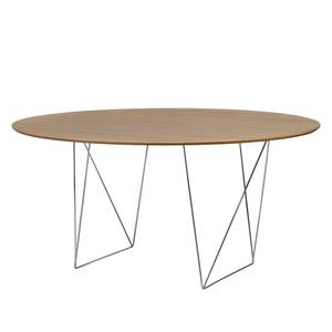 Eettafel Mecosta metaal - Notenboomhout/Chroomkleurig - Diameter: 150 cm