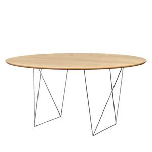 Table Mecosta Métal - Chêne / Chrome - Diamètre : 150 cm