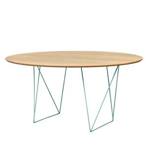 Eettafel Mecosta metaal - Eikenhout/Mintgroen - Diameter: 150 cm