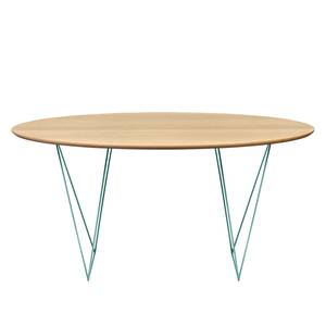 Eettafel Mecosta metaal - Eikenhout/Mintgroen - Diameter: 150 cm