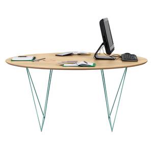Table Mecosta Métal - Chêne / Vert menthe - Diamètre : 150 cm