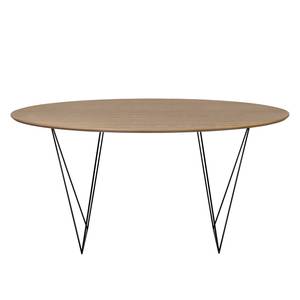 Eettafel Mecosta metaal - Notenboomhout/zwart - Diameter: 150 cm