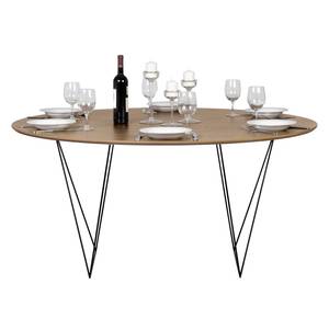 Eettafel Mecosta metaal - Notenboomhout/zwart - Diameter: 150 cm