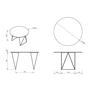 Table Mecosta Métal - Chêne / Noir - Diamètre : 120 cm