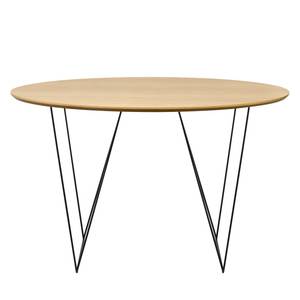 Eettafel Mecosta metaal - Eikenhout/zwart - Diameter: 120 cm