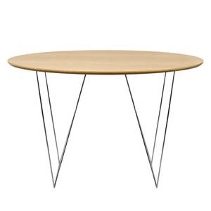 Eettafel Mecosta metaal - Eikenhout/Chroomkleurig - Diameter: 120 cm