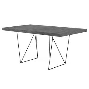 Table Hueva Métal - Imitation béton / Noir - Imitation béton / Noir - Largeur : 160 cm