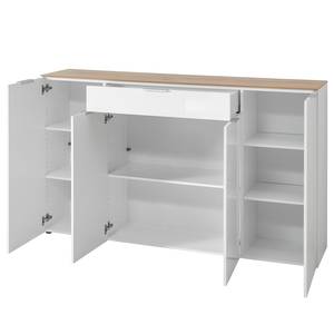 Sideboard Cetano Hochglanz Weiß / Eiche Navarra Dekor - Breite: 179 cm