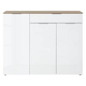 Dressoir Cetano Hoogglans wit / Navarra eikenhouten look - Breedte: 134 cm